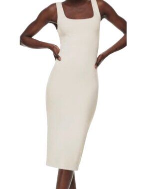 Aritzia Babaton Contour Squareneck Midi Dress in White